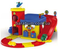 Двухуровневый гараж с 2 машинками, вертолетом и дорогой (Viking toys)